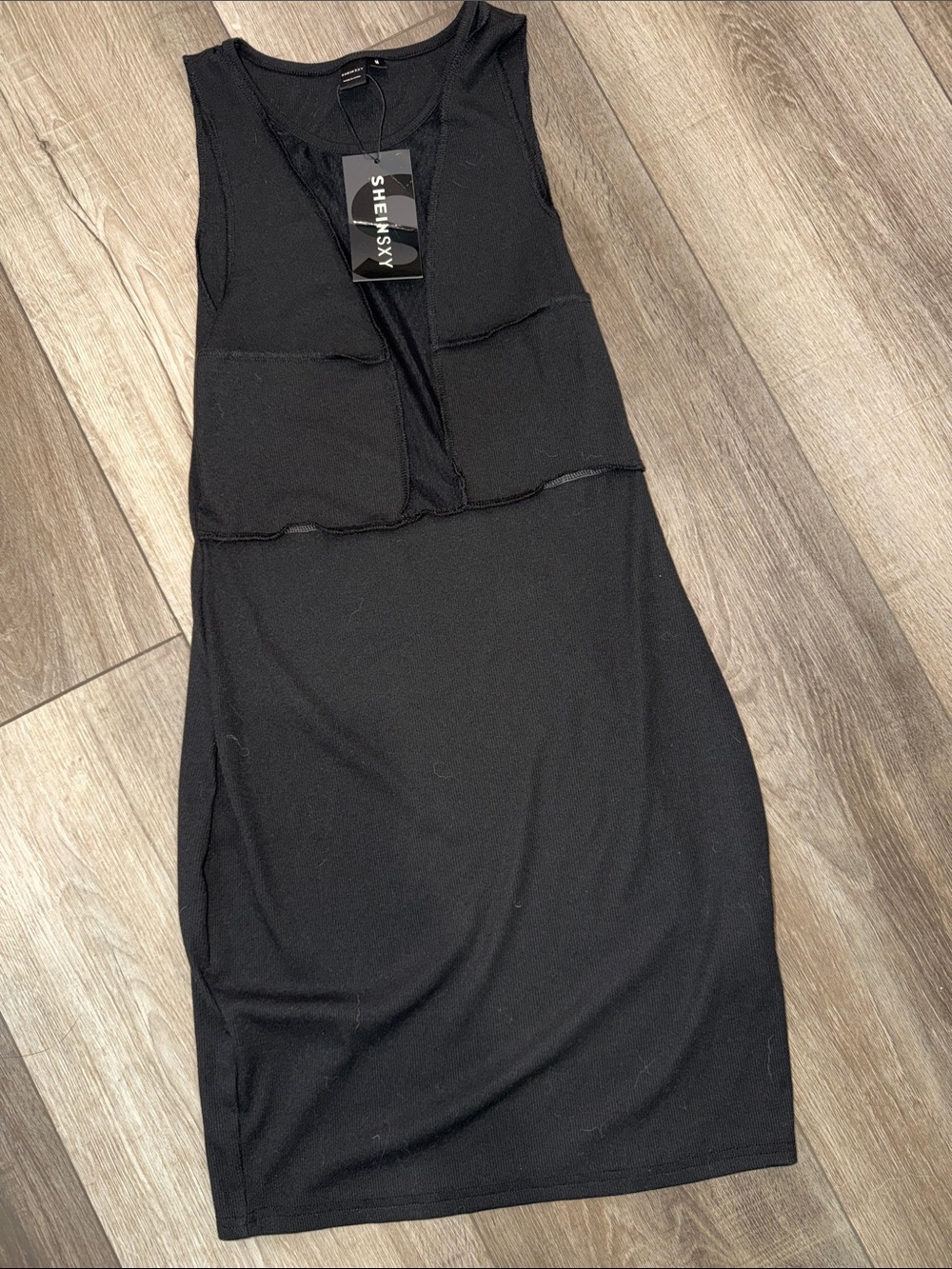 SHEIN Black Sleeveless Layered Shift Dress